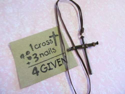 Necklace Nail Cross Brown 50cm, 1 Cross + 3 Nails  4 Given, Handmade