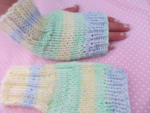 Handmade Mittens, One Size Fits All, Knitted, Wool, Winter Colours