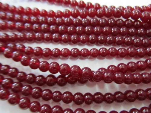 Glass Beads, Plain, Round, Red, 6mm, ±70pc