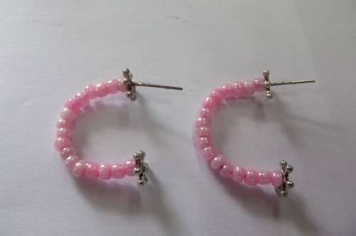 Fashion Jewellery, Hoop Type Earrings With Plastic Bullet Clutch, Pink, 30mm, 1 Pair