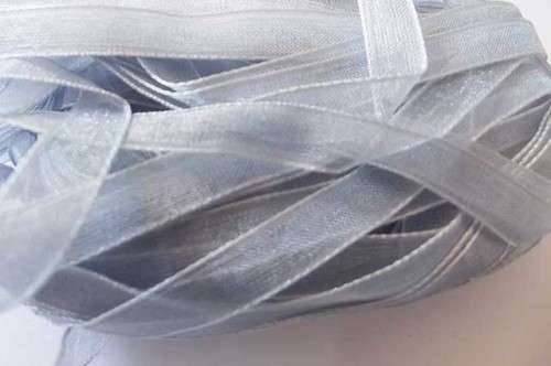 Organza Ribbon, Grey, 7mm Wide, 1pc / 2 meter