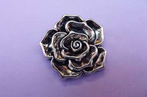 Pendant, Rose, Metal, Nickel Colour, 77mm, 1pc