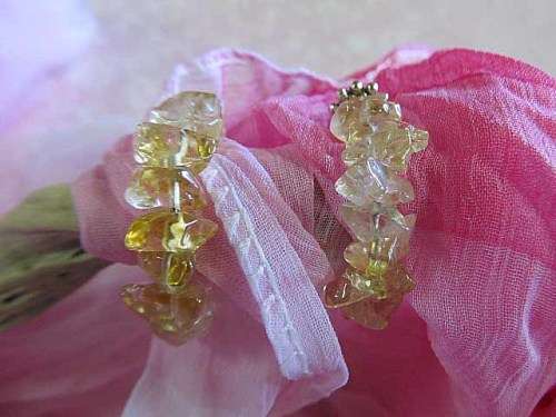 Simone Earrings, Hoop Type, Yellow Citrine, 30mm Long