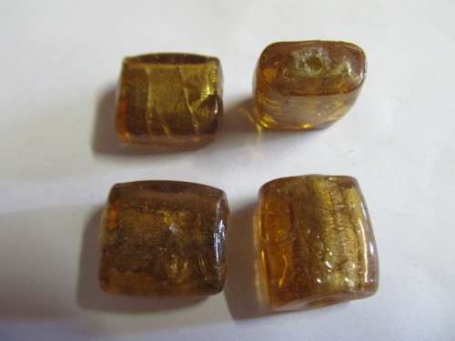 Glass Beads, Fancy, Indian Beads, Foil Beads, Flat Oval, Light Peach, 35mm x 25mm, 1pc