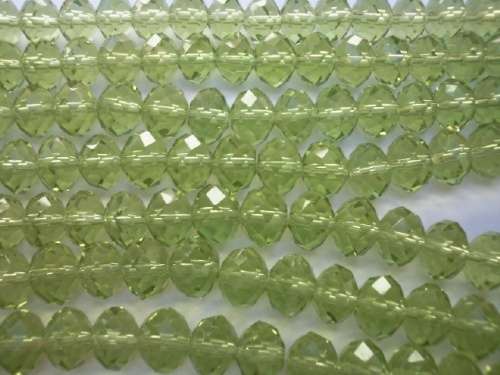 Chinese Crystal Beads, Glass, Rondelle, Green, 7mm x 10mm, ±35pc