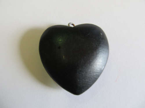 Pendant, Wood, Heart, Black, 50mm, 1pc