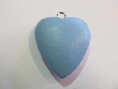 Pendant, Wood, Heart, Blue, 40mm, 1pc