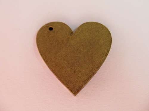 Pendant, Wood, Heart, Gold Colour, 40mm, 1pc