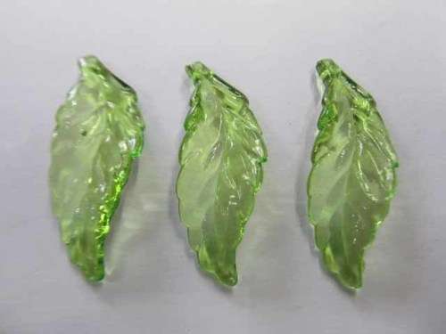 Acrylic Shapes, Leaf, Green, 39mm x 14mm, 4pc