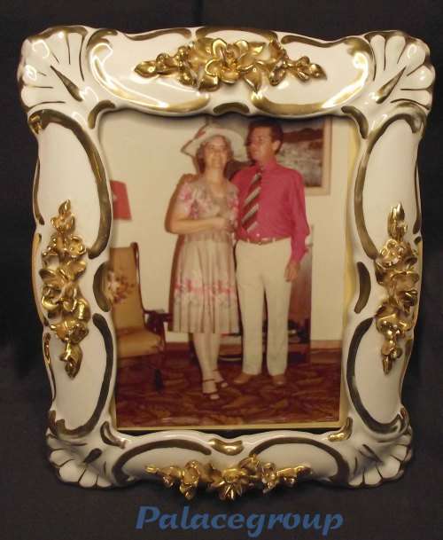 Trinket Box, Perfume Bottle, Photo Frame, White With Gilt Roses And Leaves, See Photo`s