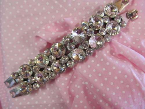 Burtell Bracelet, Clear Rhinestone - Twin, 18.5cm With 1.5cm Extender, Nickel, Clasp