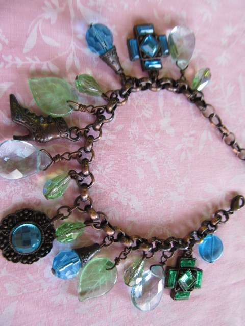 Burtell Bracelet, Blue And Green Charm Bracelet, 17.5cm With 4.5cm Extender, Copper