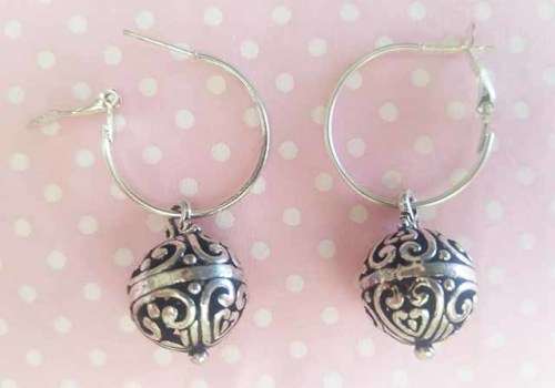 Burtell Earrings, Hoop With Ball, Nickel, 47mm, 1 Pair
