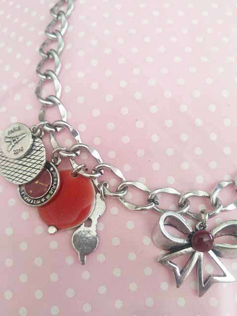 Burtell Bracelets, Nickel Chain With Select Of Charms, Shades Of Maroon, 42cm With 5cm Ext Chain,