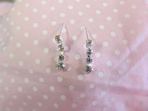 Evelia Earrings, Clear Rhinestones, Nickel, 18mm, 2pc