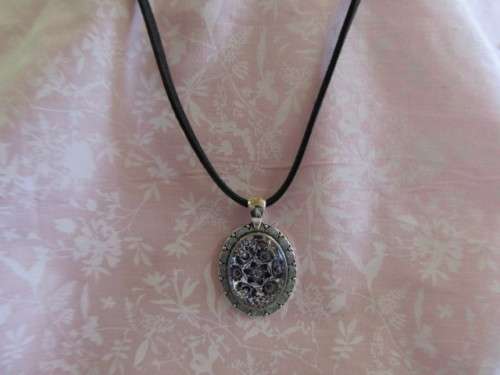 Mistique Necklace, Pendant On Black Velvet Leather Cord, 49cm, 1pc