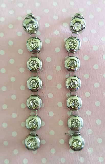 Riza Earrings, Nickel With Clear Rhinestones, 70mm, 2pc