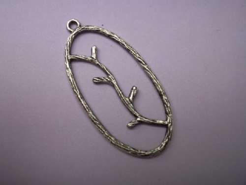 Pendant, Oval, Metal, Nickel Colour, 42mm x 20mm, 1pc