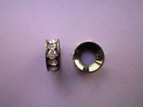 Rondals, Black With Clear Rhinestones, 5mm x 14mm, 1pc