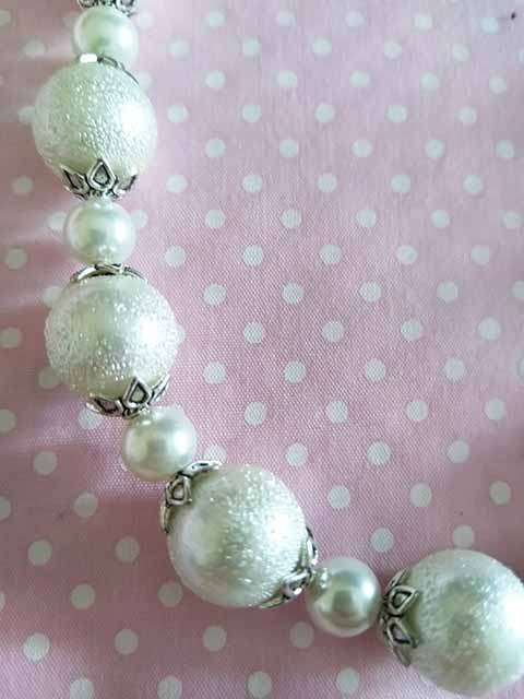 Perrine Necklace, White Glass Pearls, Nickel Findings, Lobster Clasp, 42cm + 5cm Ext
