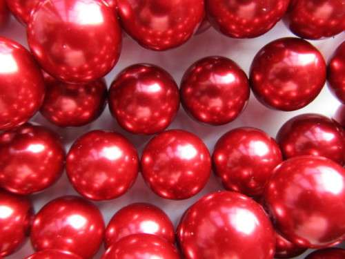 Glass Pearls, Shiny Red, 18mm, 10pc