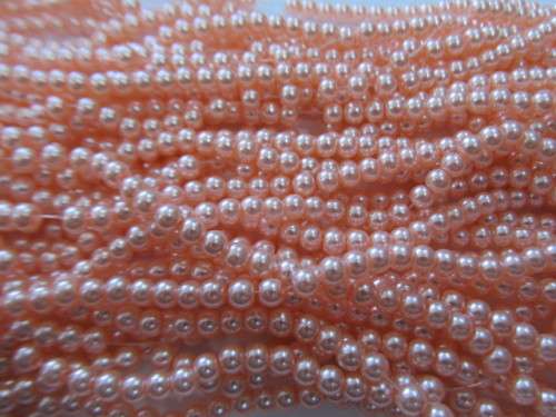 Glass Pearls, Shiny Pink, 4mm, ±210pc