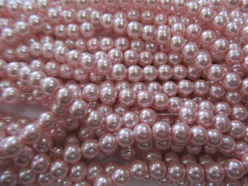 Glass Pearls, Shiny Pink, 8mm, ±108pc
