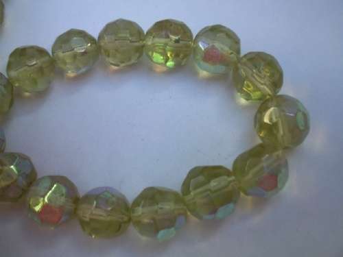 Facetted Glass Beads, Yellow AB, 12mm, ±30pc