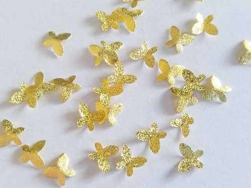 3D Nail Art, Butterfly, Metal, Gold Colour, 5mm x 6mm, 10pc