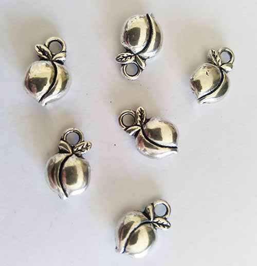 Charms, Fruit, Metal, Nickel, 14mm x 9mm, 4pc