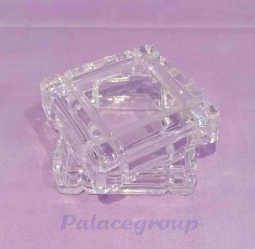 Solid Glass Jewellery / Ring Holder / Box, Clear Glass With Lid, Size 40 x 70 x 70mm, 1pc