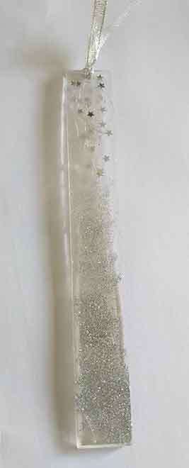 Bookmark, Silver With Silver Ribbon, 19cm, Resin Products Are Handmade & Unique, See Photo