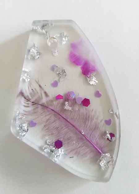 Pendant, Purple, 67mm x 42mm, Handmade Resin Product, Unique, 1pc