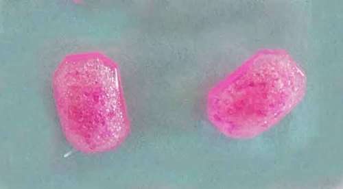 Earrings,Rounded Rectangle, Pink, Stud, 11mm x 7mm, Handmade Resin Product, Unique