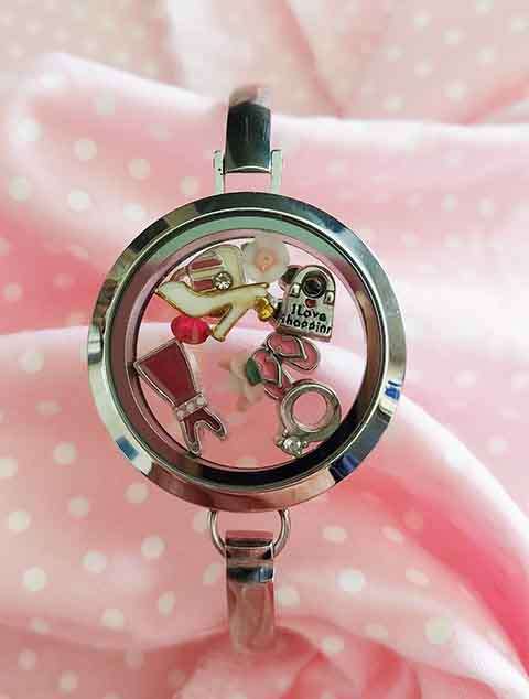 Mistique Bracelet, Bangle With Charms In Locked, Nickel, 70mm Diameter, 1pc