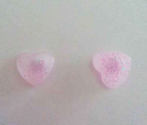 Earrings, Heart, Pink, Stud, 10mm Diameter, Handmade, Art Resin Product, Unique