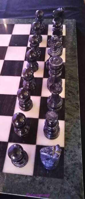Marble Chess Set With Marble Pieces, Good Condition, Size - 410mm x 410mm x 15mm, King - 85mm