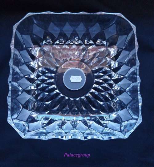 Clear Cut Glass Bowl, Frosted Diamond Shapes, 215mm x 215mm - Height 60mm, 1pc