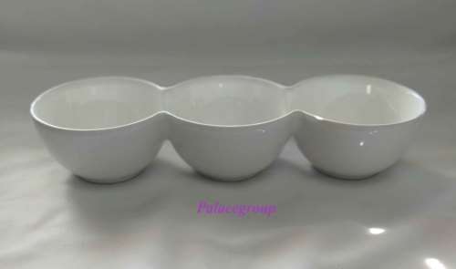 White Dolomite Three in One Condiment Bowl, 1pc