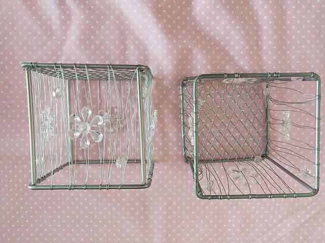 Multipurpose Holder, Metal With Plastic Beads, Use As Stationery Holder, Brush, 9cm x 9cm x 9cm, 1pc