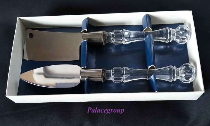 Cheese Set, Stainless Steel Blades+ Acrylic Crystal Handles, Lenght ±21,5cm, See Photo`s