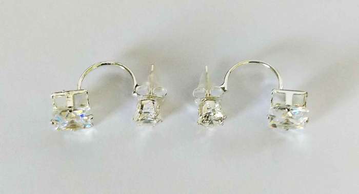 Earrings Roman Duet Rhinestones Clear 25mm