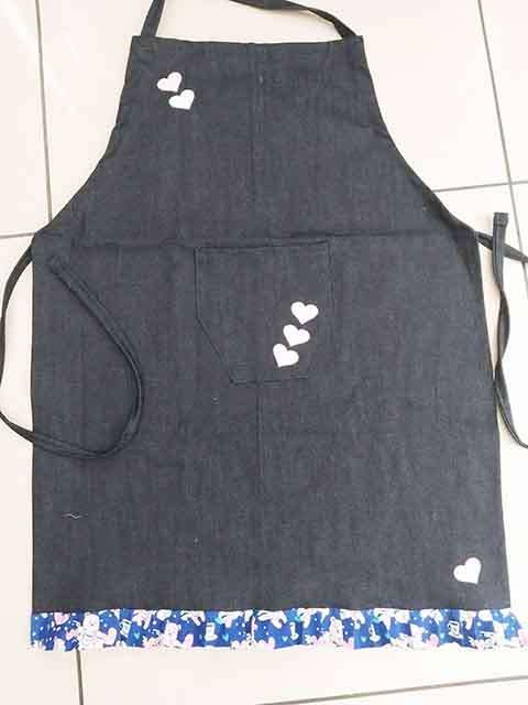 Apron, Handmade, Denim With Heart Detail, Adjustable Straps, Size - Medium - Large, 1pc