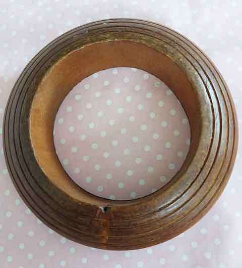 Burtell Bracelet, Brown Wooden Bangle, Inside Diameter 66mm, Width 25mm, 1pc