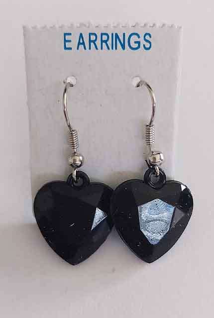 Fashion Jewellery, Earrings, Heart, Black, Shepherds Hook, 29mm, 2pc