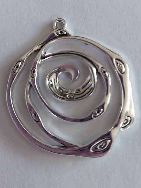 Pendant, Swirl, Metal, Nickel, 32mm, 1pc