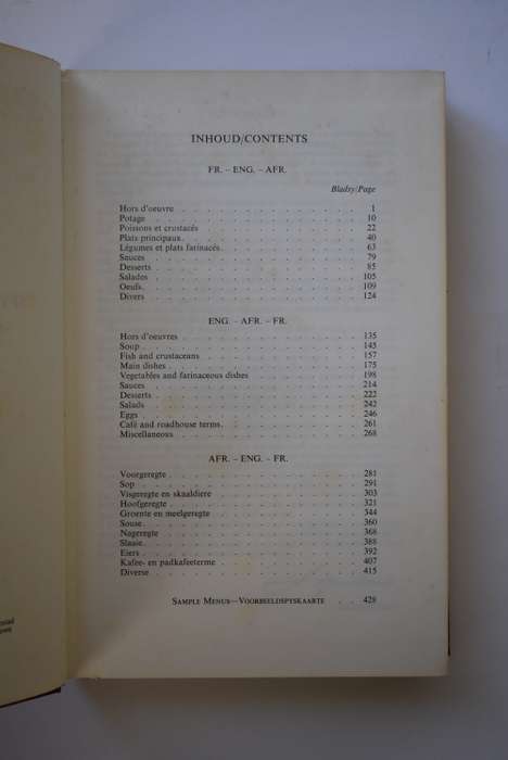 Suid-Afrikaanse Spoorwee. Spyskaartwoordeboek. Kaapstad, 1974.