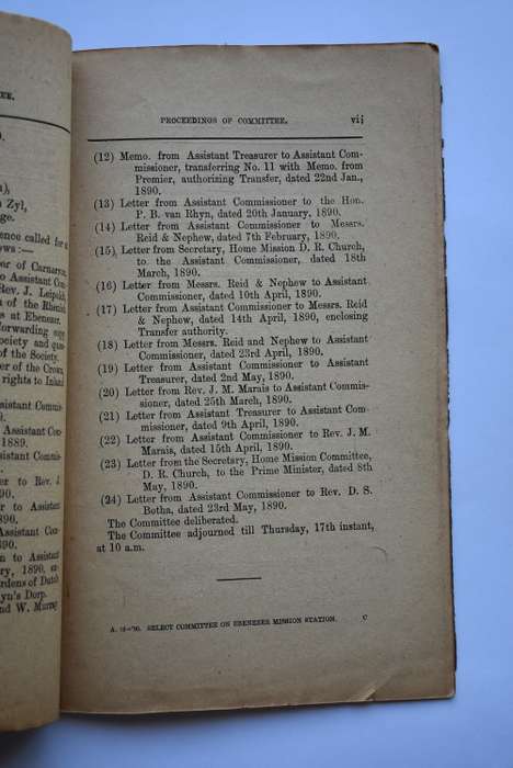 Report of the Select Committee on Petition of the Ebenezer Mission Station.