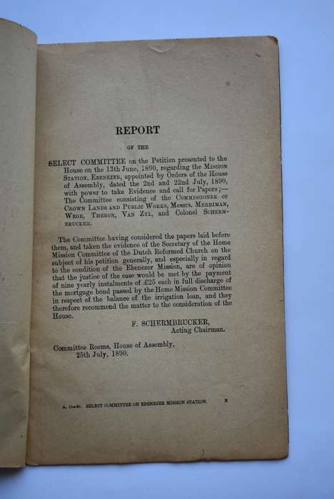 Report of the Select Committee on Petition of the Ebenezer Mission Station.