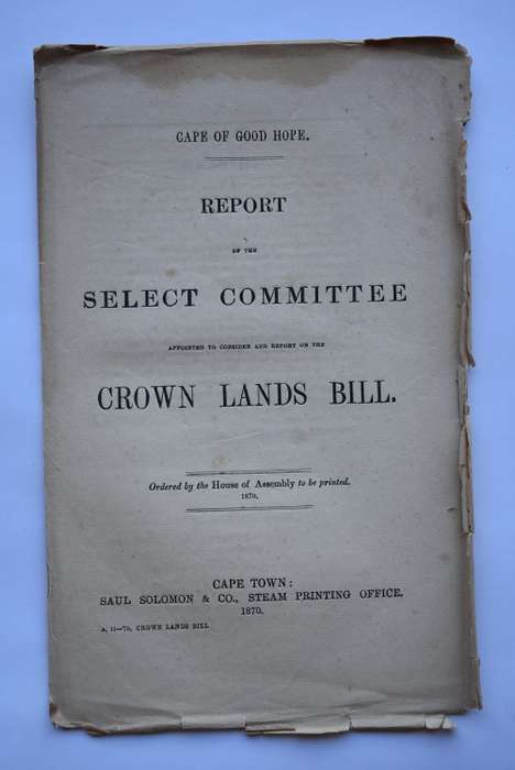 Report of the Select Committee Appointed to Consider and Report on Crown Lands Bill.